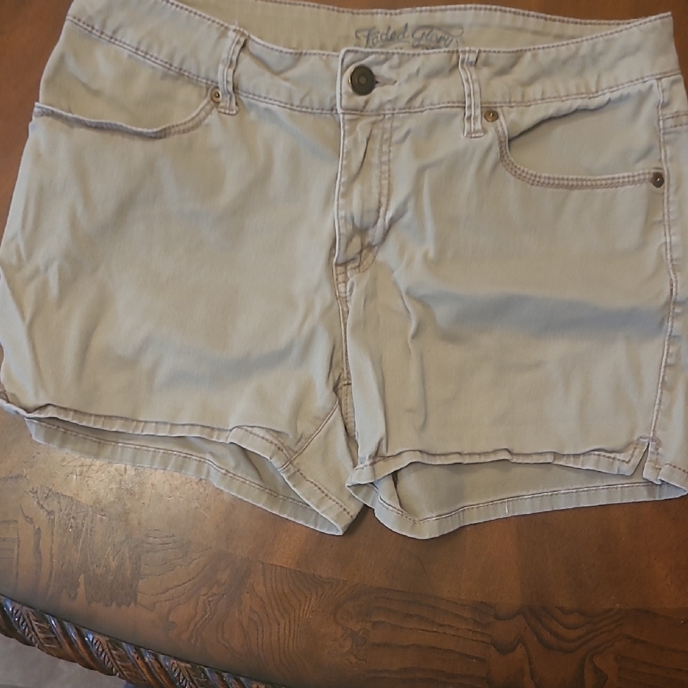 Faded Glory Tan Jean Shorts Relaxed Fit Summer Essential